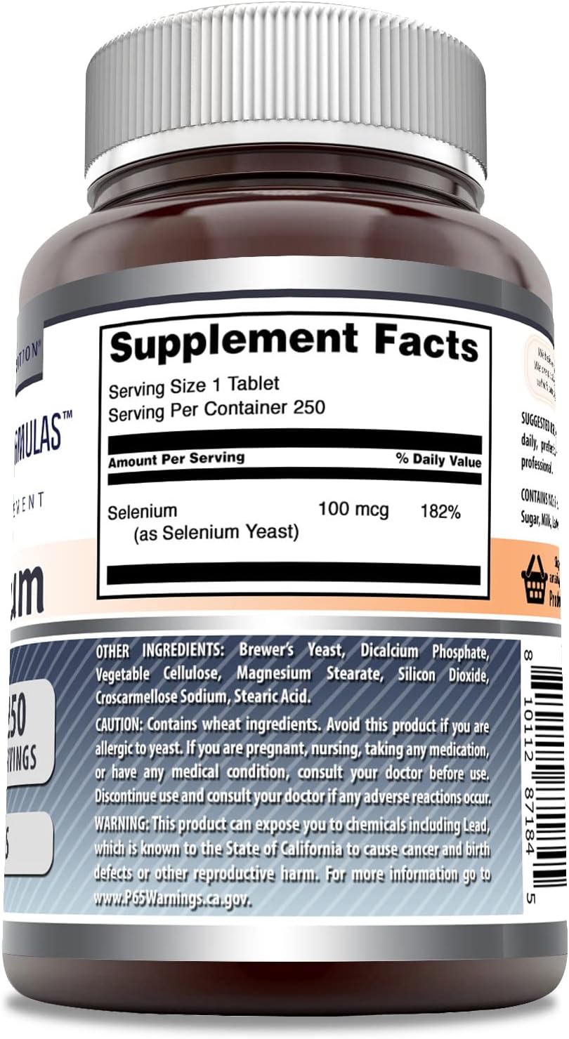 Amazing Formulas Selenium Supplement | 100 Mcg Per Serving | 250 Tablets | Non-GMO | Gluten Free | Made in USA