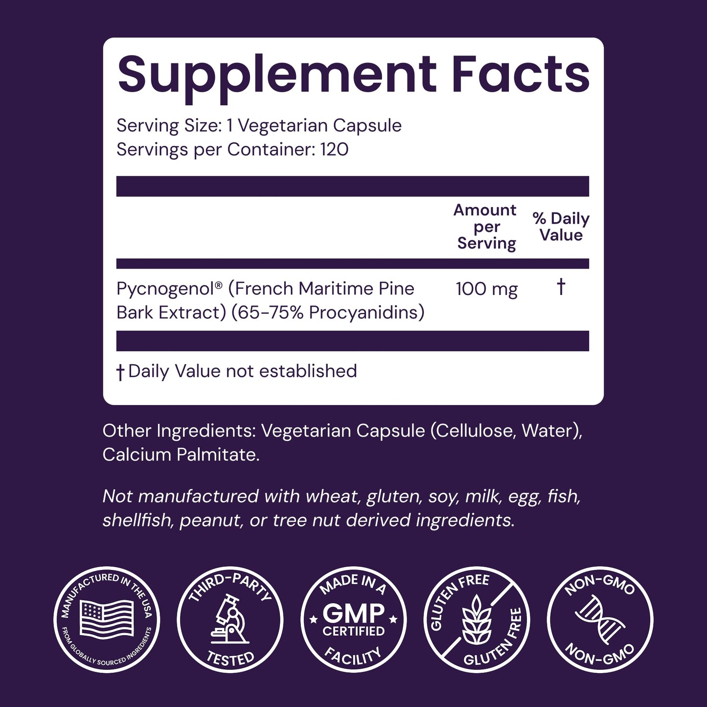 Healthy Origins Pycnogenol Pine Bark 100 mg, 60 Veggie Caps