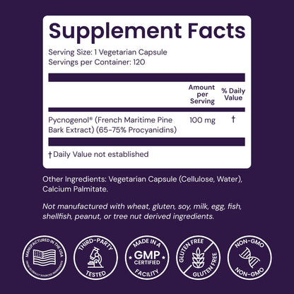 Healthy Origins Pycnogenol Pine Bark 100 mg, 60 Veggie Caps