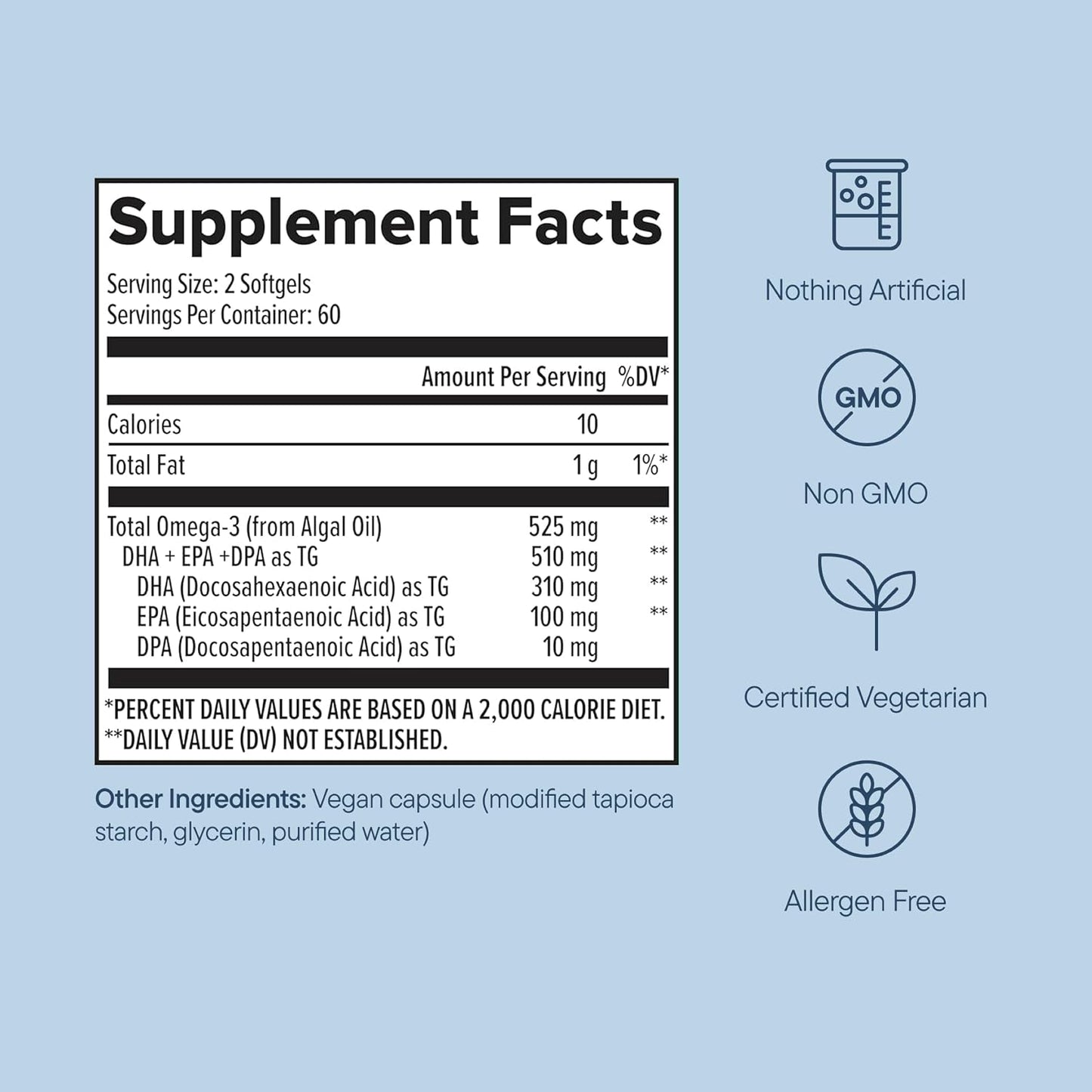 Zenwise Health Vegan Omega 3 Supplement, Algae Oil, EPA DHA - 120 CT | 120 Softgels, Plant-based Fish Oil Alternative, 510mg EPA DHA DPA, Algal Oil, Sustainably Sourced, Burpless, Non-GMO, Vegan