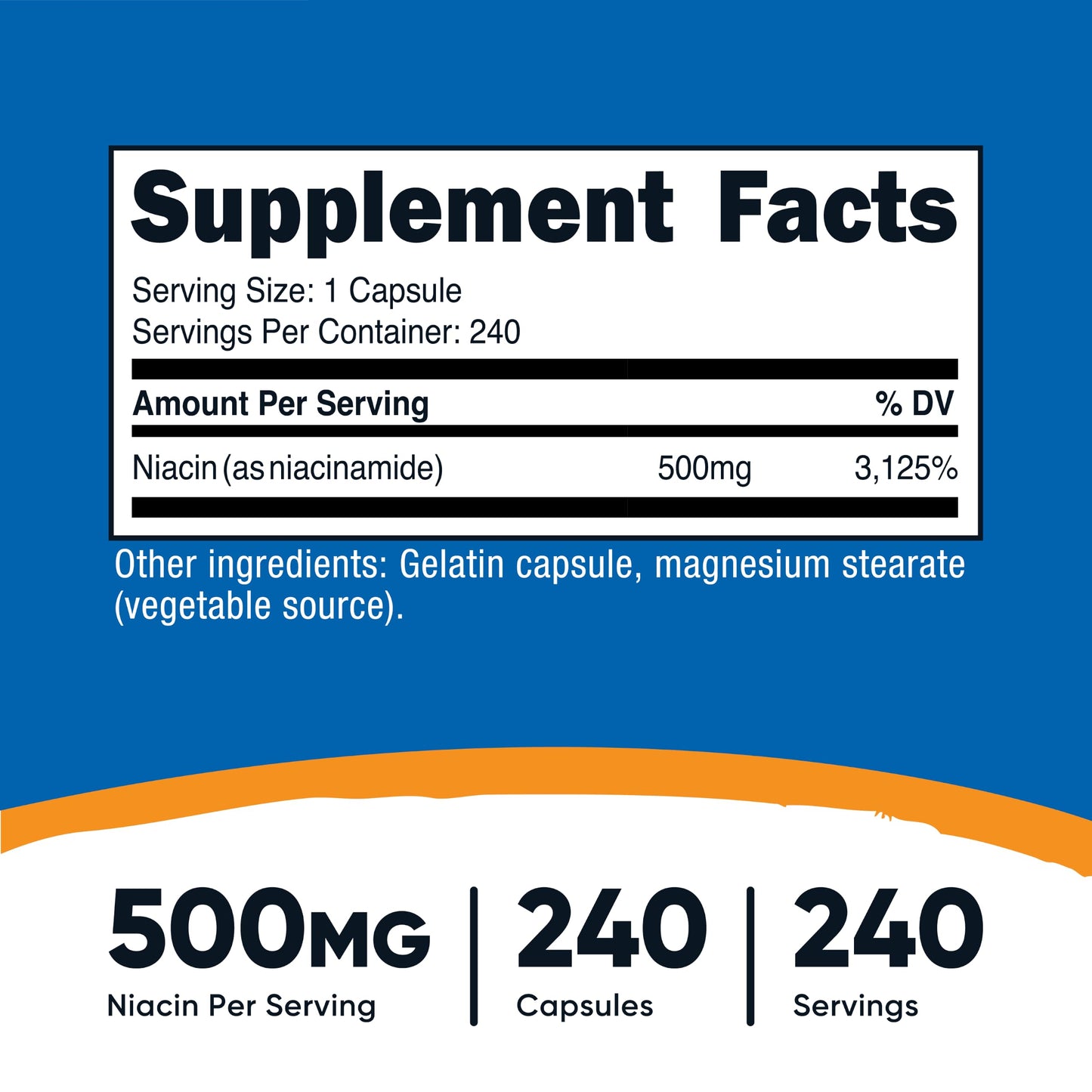 Nutricost Niacinamide (Vitamin B3) 500mg, 240 Capsules - Non-GMO, Gluten Free, Flush Free Vitamin B3