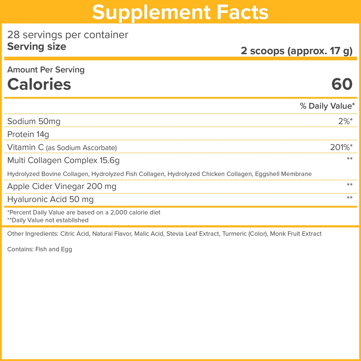 SkinnyFit Super Youth Orange Pineapple Multi-Collagen Peptides Plus Apple Cider Vinegar