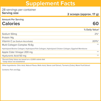 SkinnyFit Super Youth Orange Pineapple Multi-Collagen Peptides Plus Apple Cider Vinegar
