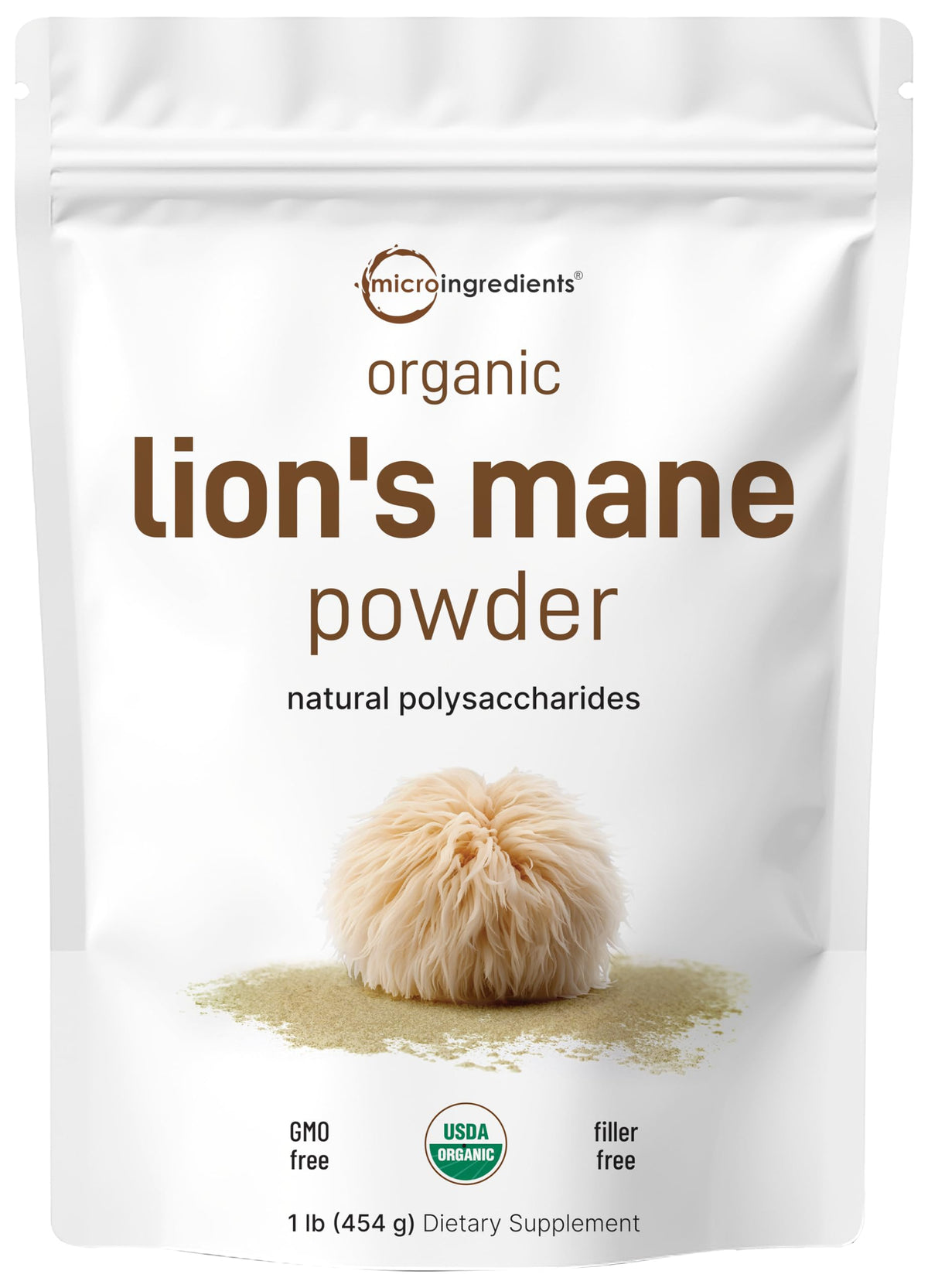 Micro Ingredients Organic Lions Mane Mushroom Supplement Powder 16 Ounce 