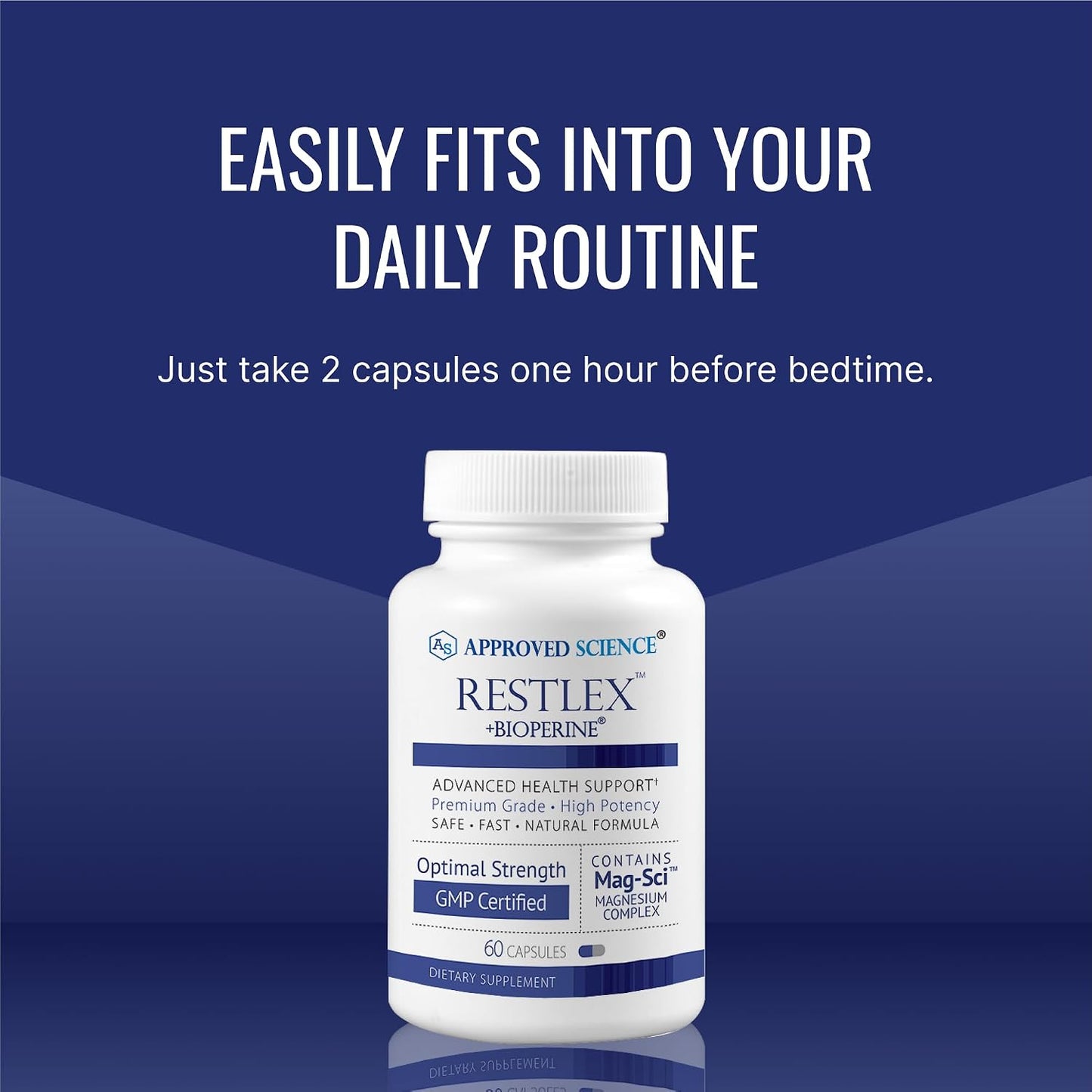 Approved Science Restlex for Restless Legs – Magnesium Glycinate for Calm Legs and Restful Legs – Natural Itching, Crawling, and Tingling in Feet and Legs - Calm, Restful Sleep Support - 1 Month