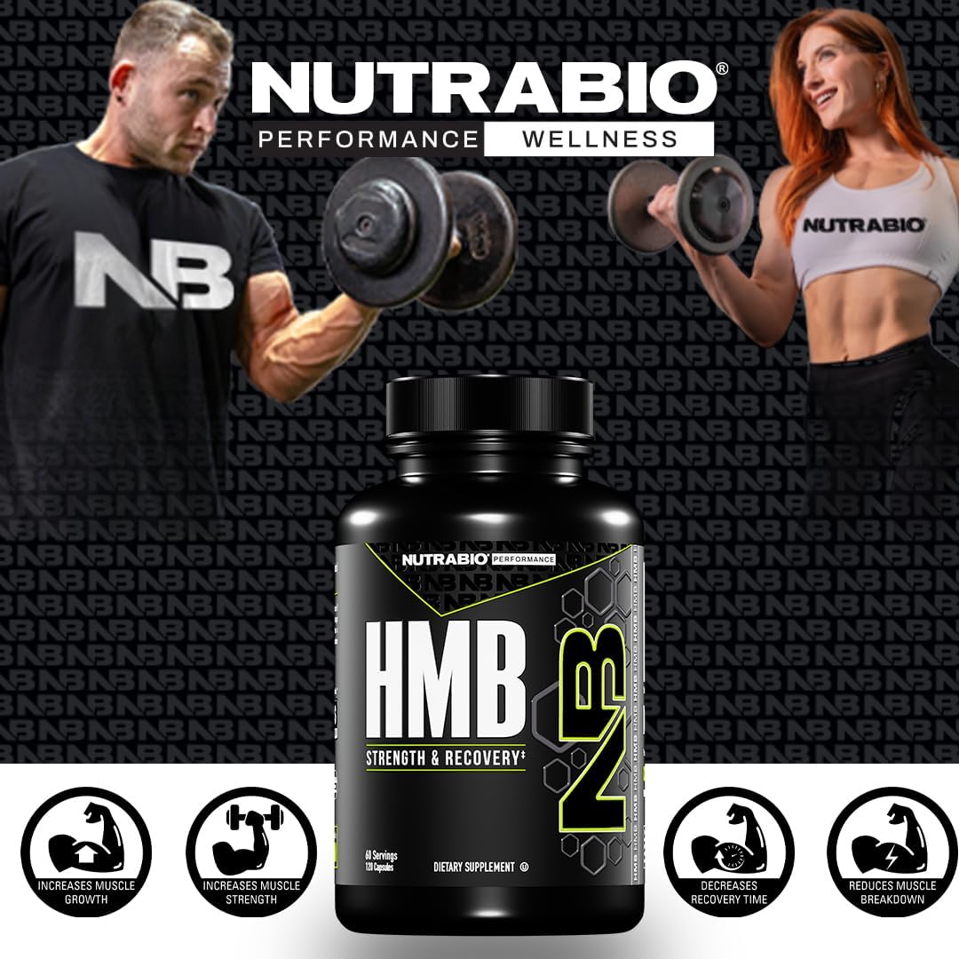 NutraBio HMB Supplement, Amino Acid, 1000mg, 120 Capsules