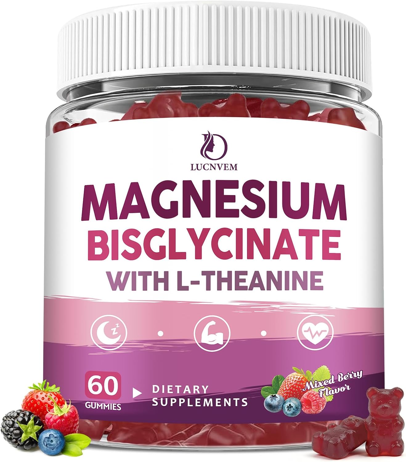 Magnesium Bisglycinate Chelate Gummies | 400 mg High Absorption Magnesium Bisglycinate with L-theanine Supplement for Women and Men, Sugar Free, 30 Day Supply