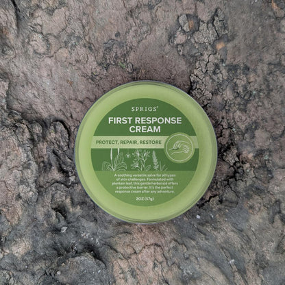 SPRIGS First Response Cream 2 oz – Soothing Skin Repair Cream for Dry, Irritated & Sensitive Skin, Moisturizing Herbal Salve to Protect, Restore & Nourish Face, Hands, Body & Outdoor Skin Care