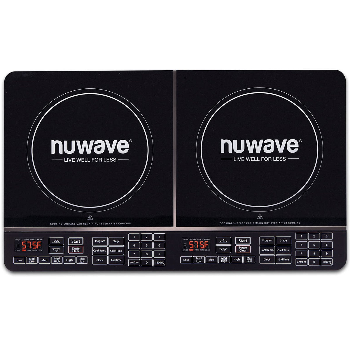 Nuwave Double Induction Cooktop, Powerful 1800W, 2 Large 8” Heating Coils, Independent