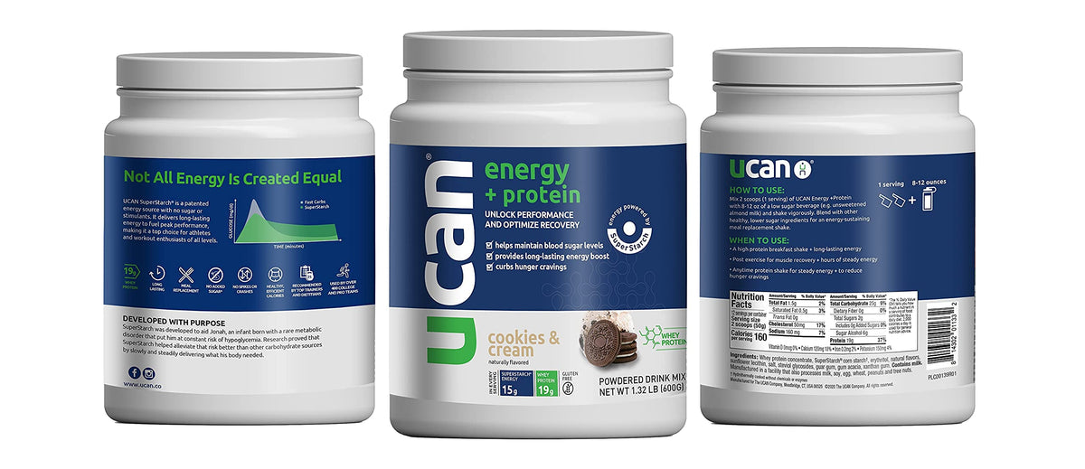 UCAN Energy + Whey Protein Powder - 19g Per Serving with Amino Acids EAAs & BCCAs