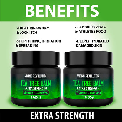 Viking Revolution Tea Tree Oil Cream - Super Balm Athletes Foot Cream - for Eczema