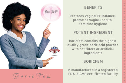 N'More Boric Acid Vaginal Suppositories - 30 Count, 600mg - 100% Pure Made in USA