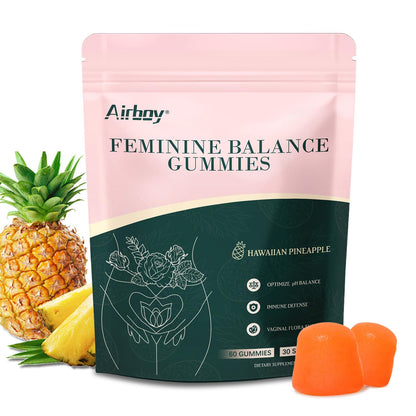 Airboy Vaginal Probiotic Gummies for Women, Pineapple Gummies for Women Balanced PH, Yeast Balance & Flora Support - 60 Gummies