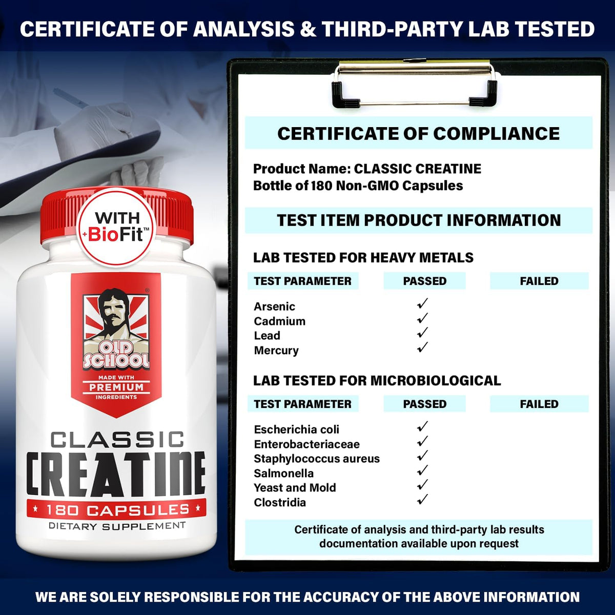Creatine Monohydrate Capsules - 5000mg + BioFit™ (Max Strength) Supports Muscle