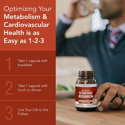 SoActive Berberine 550mg: 9.6X Higher Absorption, Clinically Studied, Optimized Phytosome | Supports Metabolism & AMPK Activation | Non-GMO, Soy-Free | Clinically Validated Dose | 60 Servings