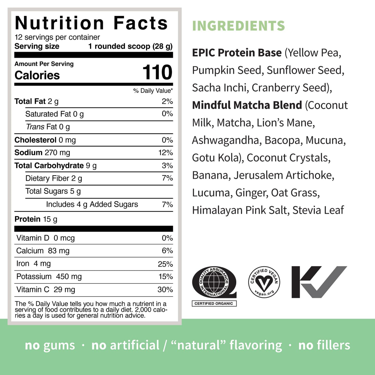 Sprout Living Epic Protein, Plant Based Protein & Superfoods Powder, Vanilla Lucuma Powder | 20 Grams Organic Protein Powder, Vegan, Non Dairy, Non-GMO, Gluten Free, Low Sugar (1 Pound, 12 Servings)