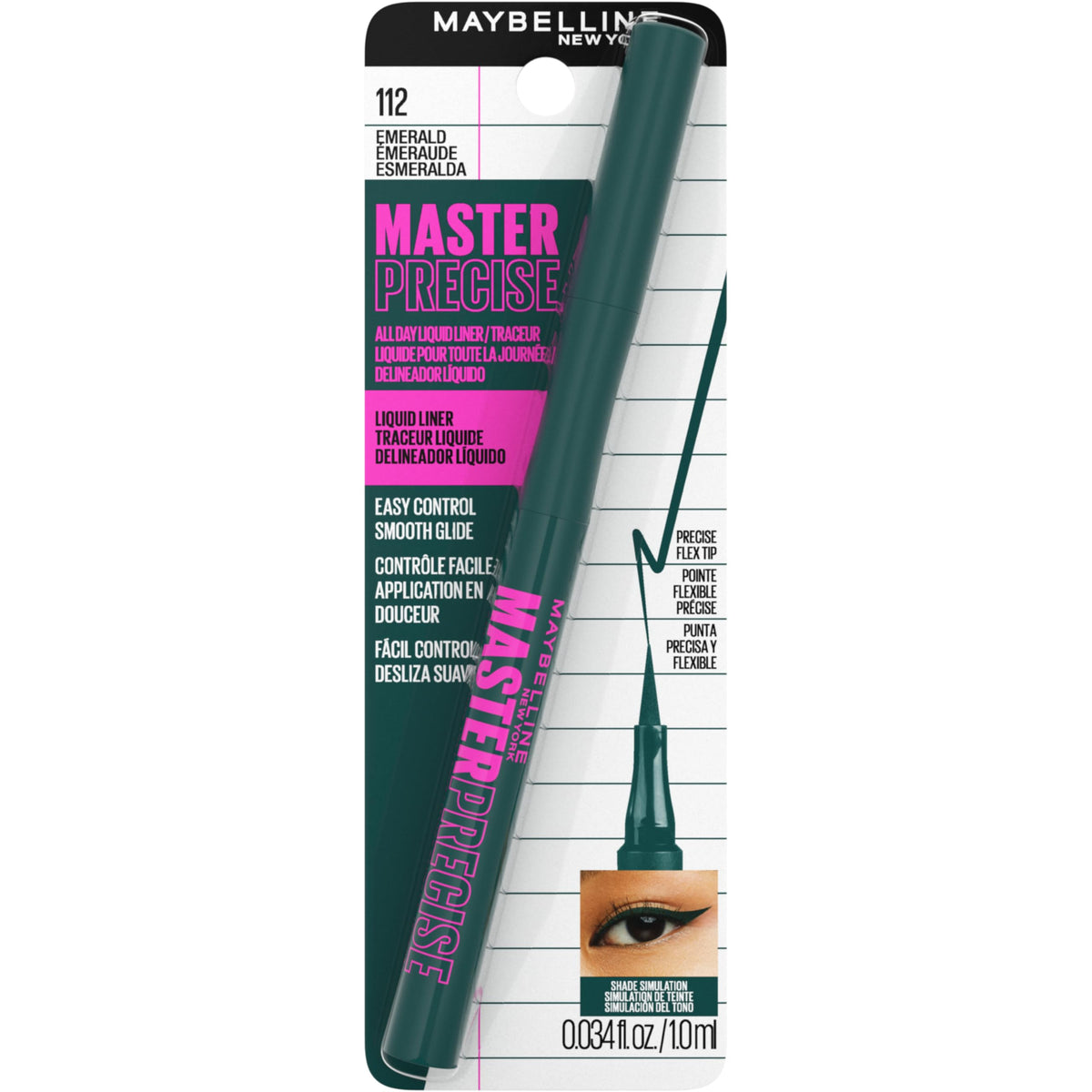 Maybelline Eyestudio Master Precise All Day Waterproof Liquid Eyeliner Makeup, Black, 1 Count (Packaging May Vary)