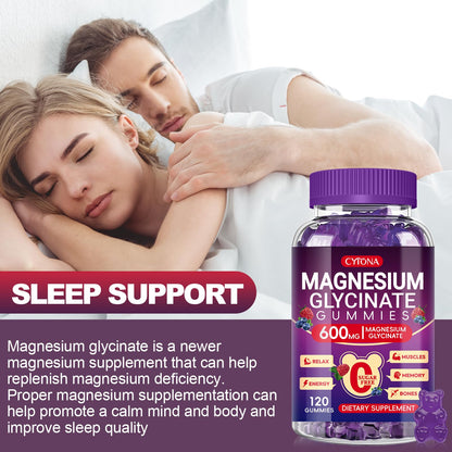Magnesium Glycinate Gummies 600mg, Sugar Free Magnesium Gummies for Adults