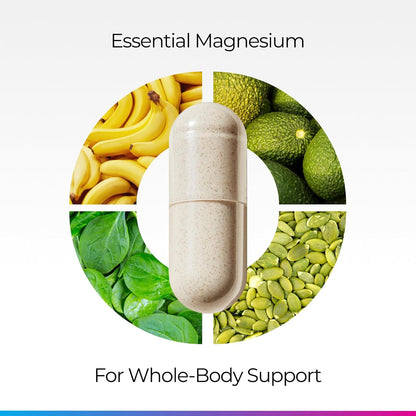 Livingood Daily Magnesium Supplement with Magnesium Glycinate, Citrate, Malate, Oxide, Aspartate, Amino Acid Complex and Chicory Root for Heart Health, Sleep and Muscle Support, 300mg, 60 Capsules