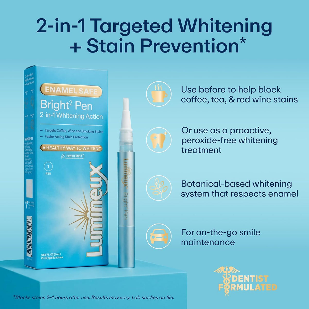 Lumineux 2-in-1 Teeth Whitening Pen, Removes Coffee & Tea Stains