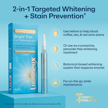 Lumineux 2-in-1 Teeth Whitening Pen, Removes Coffee & Tea Stains
