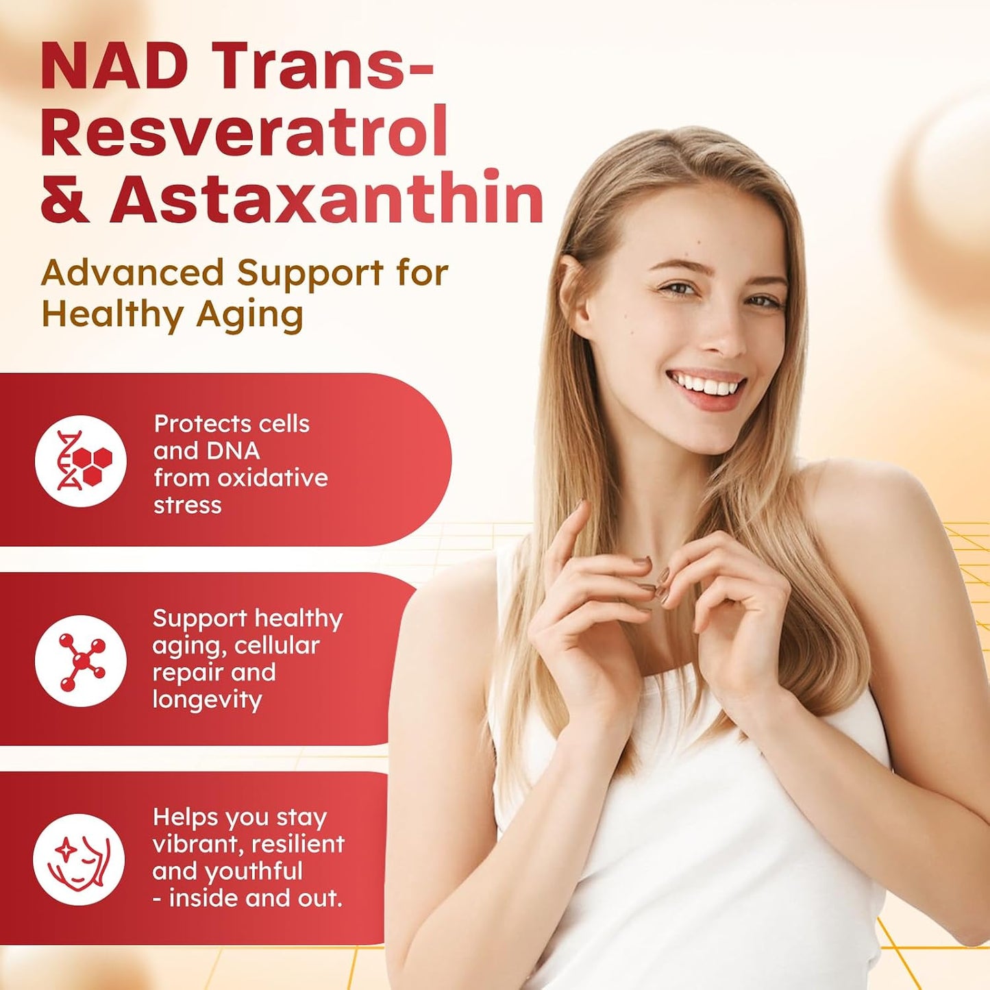 NAD+ Supplement Gummies, NAD Reveratrol Supplement for Women & Men, NAD+ with TMG, ALA, PQQ, CoQ10, Quercetin for Anti-Aging, Brain, Cellular Energy Health, Strawberry Flavor, 60ct