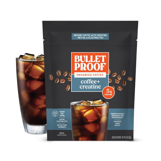 Bulletproof Coffee + Creatine Instant Coffee, 5g Micronized Creatine Monohydrate with Electrolytes & MCT Oil, Clean Toxin-Tested Beans, Energy & Performance Support, 38 Servings