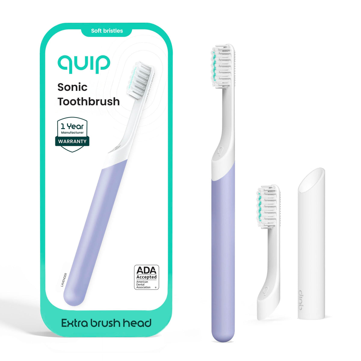 Quip Sonic Electric Toothbrush for Adults, Extra Brush Head, Marine Blue