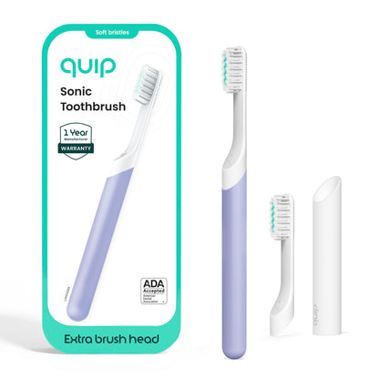 Quip Sonic Electric Toothbrush for Adults, Extra Brush Head, Marine Blue