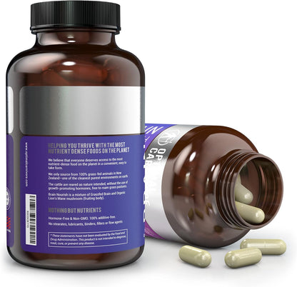 Optimal Carnivore Lions Mane Mushroom Supplement & Beef Brain, Powerful Nootropics Brain Support Supplement, Brain Supplements for Memory and Focus, 180 Capsules
