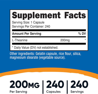 Nutricost L-Theanine 200mg, 240 Capsules - Double Strength