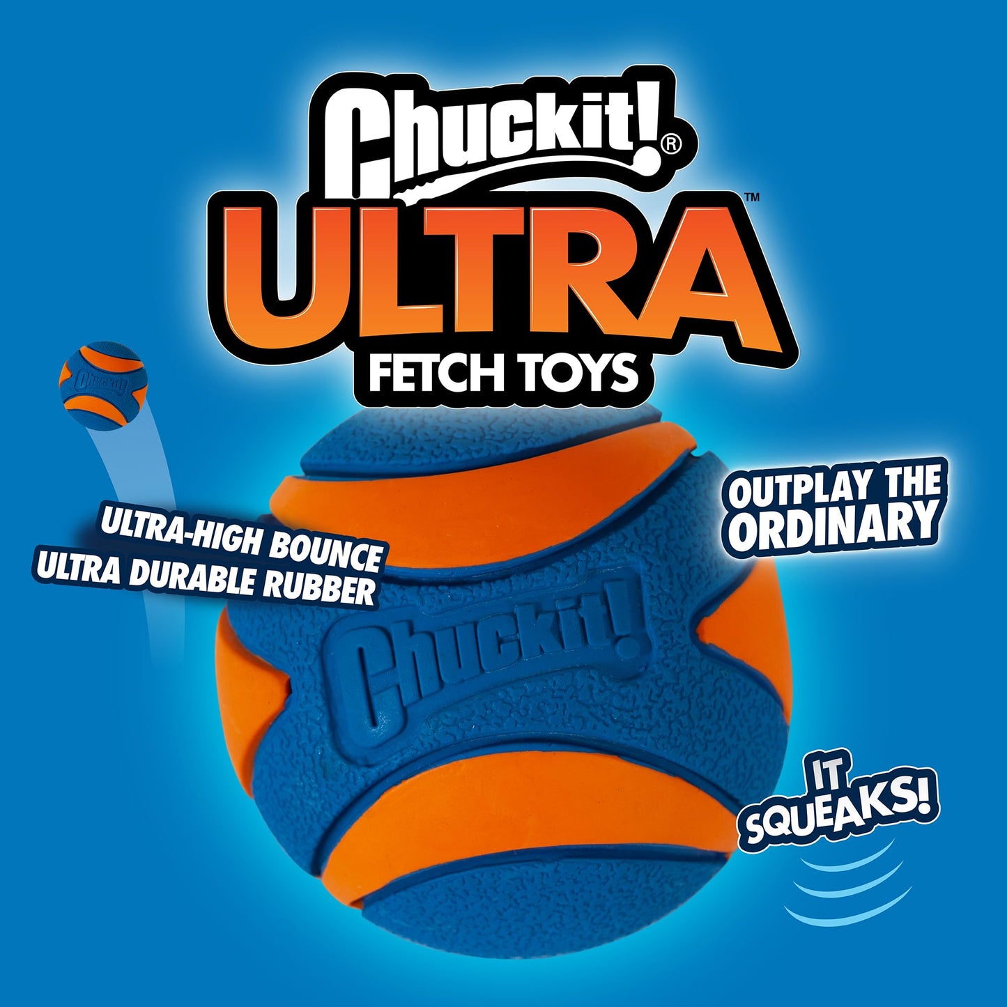 Chuckit! Ultra Ball Dog Toy - Medium Bouncy Fetch Balls For Dogs 20-60 lbs - Made from Durable Rubber - Floating Water Pet Toys - Size Medium - 2.5-inch Diameter - Pack of 2 | Bouncy durable rubber design for pups 20-60 lbs, high bounce action for active