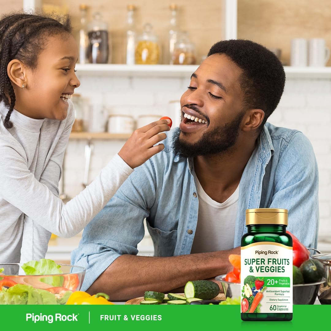 Piping Rock Fruits and Veggies Supplement | 60 Capsules | Superfood Vitamins | with Antioxidant Formula and Prebiotic Blend | Vegan, Non-GMO, Gluten Free