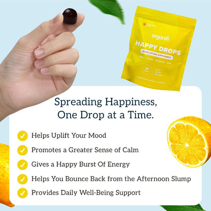 Organifi Strength and Mood Bundle - 30 Servings of Creatine Cherry Chews and Lemon Happy Drops - Delicious Creatine Monohydrate and Calming Saffron Gummies for Men and Women