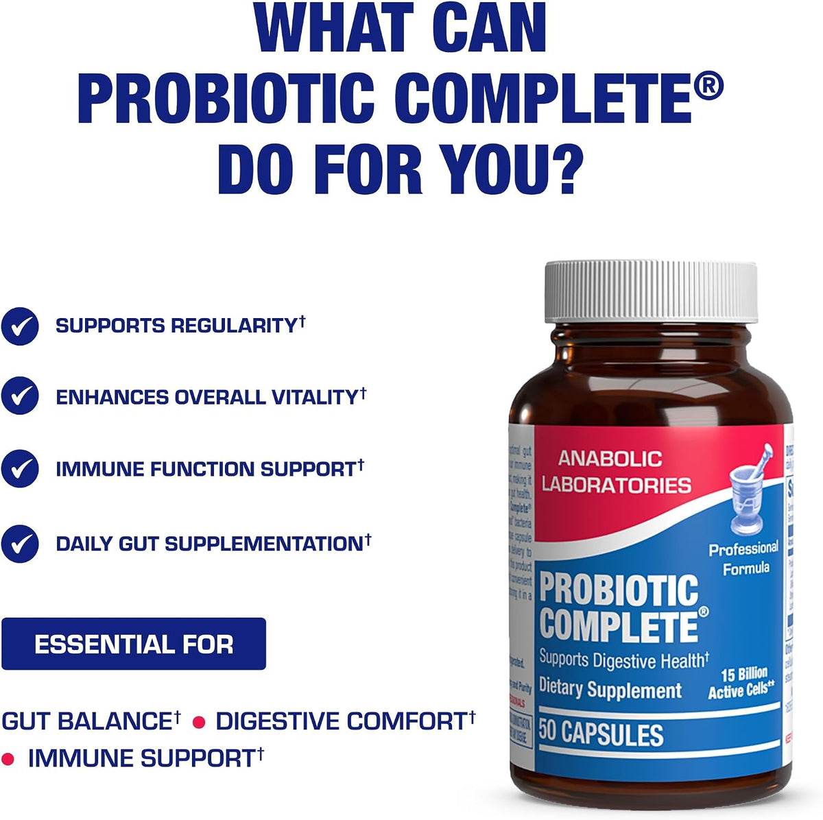Advanced Digestive Probiotics for Women & Men - 4 in 1 Quadbiotic for Women & Men with Lactobacillus and Bifidobacterium Probiotics for Digestive Health Bloating and Constipation - 50 Servings