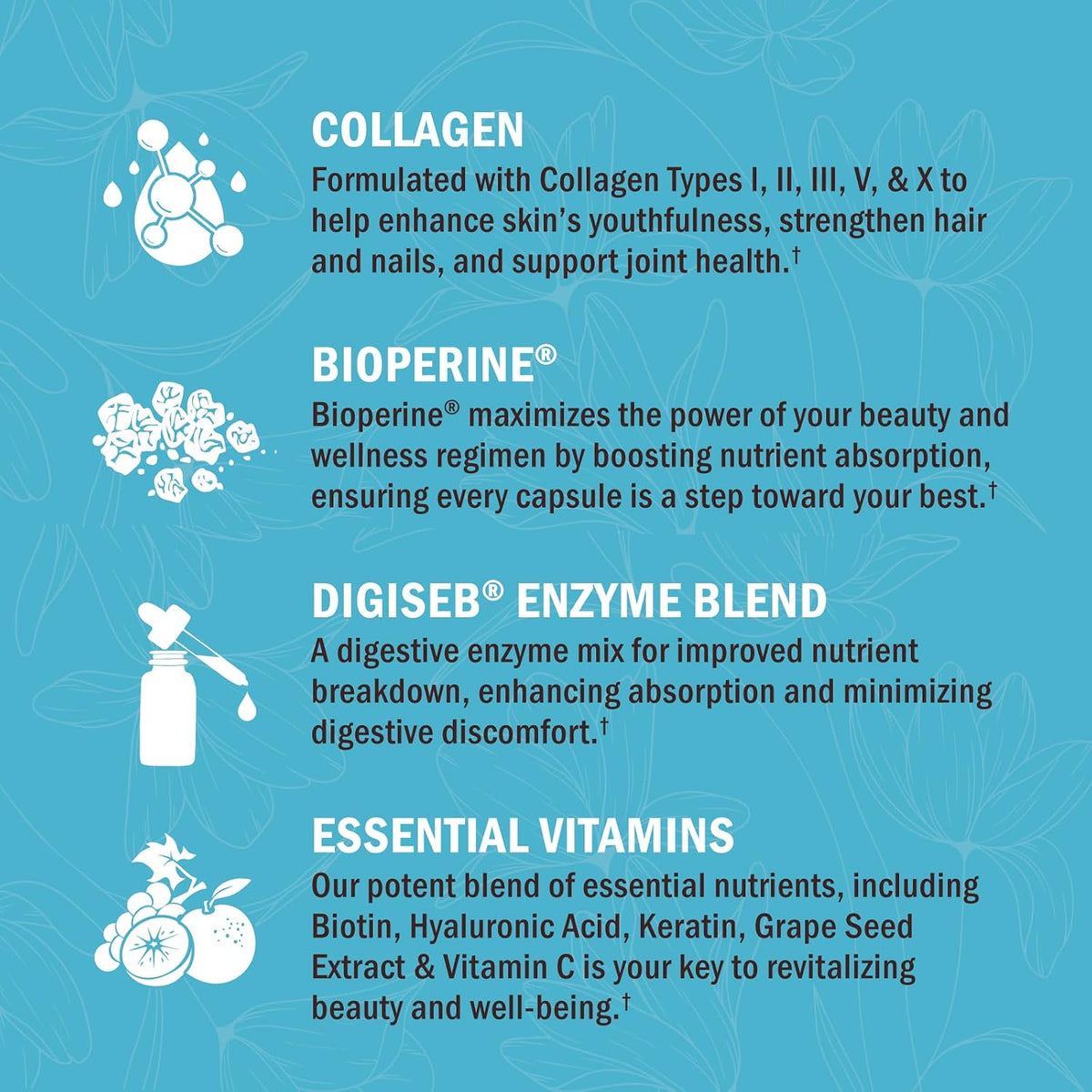 Collagen Peptide Capsules - Multi Collagen Supplements for Women, 135ct