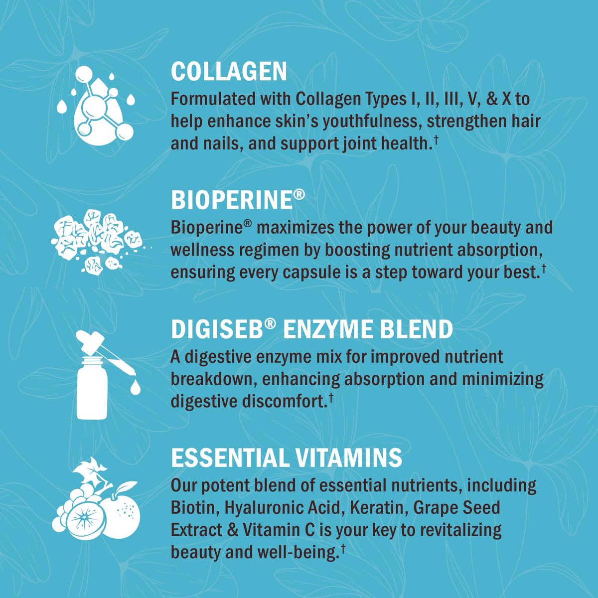 Multi Collagen Pills for Women (Types I II III V X) with Vitamin C Hyaluronic Acid Biotin
