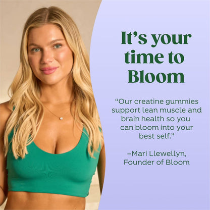 Bloom Nutrition Creatine Monohydrate Gummies, Berry Boost, 12 Servings | 5g Per Serving, Sugar Free Creatine Gummy for Workout, Strength, Cognitive Health & Lean Muscle Support, Gluten Free, Non GMO