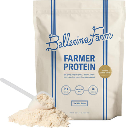 Grass Fed Whey Protein Powder, Vanilla Bean, 24g Protein with Collagen Peptides, Bovine Colostrum, Hemp Hearts & Prebiotic Fiber, No Added Sugar or Artificial Ingredients, 20 Servings