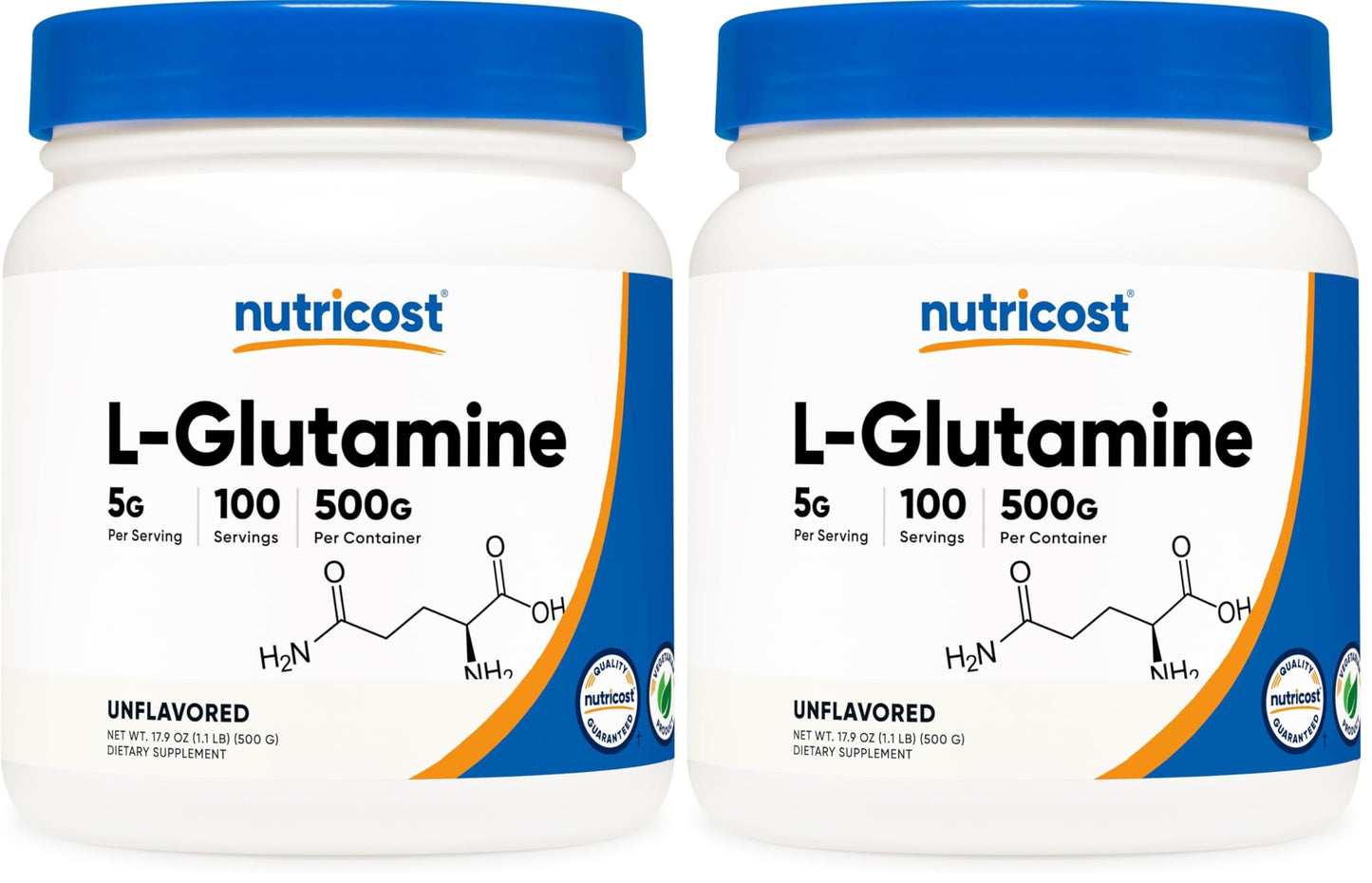 Nutricost L-Glutamine Powder (500 Grams) Unflavored - Gluten Free & Non-GMO, 100 Servings