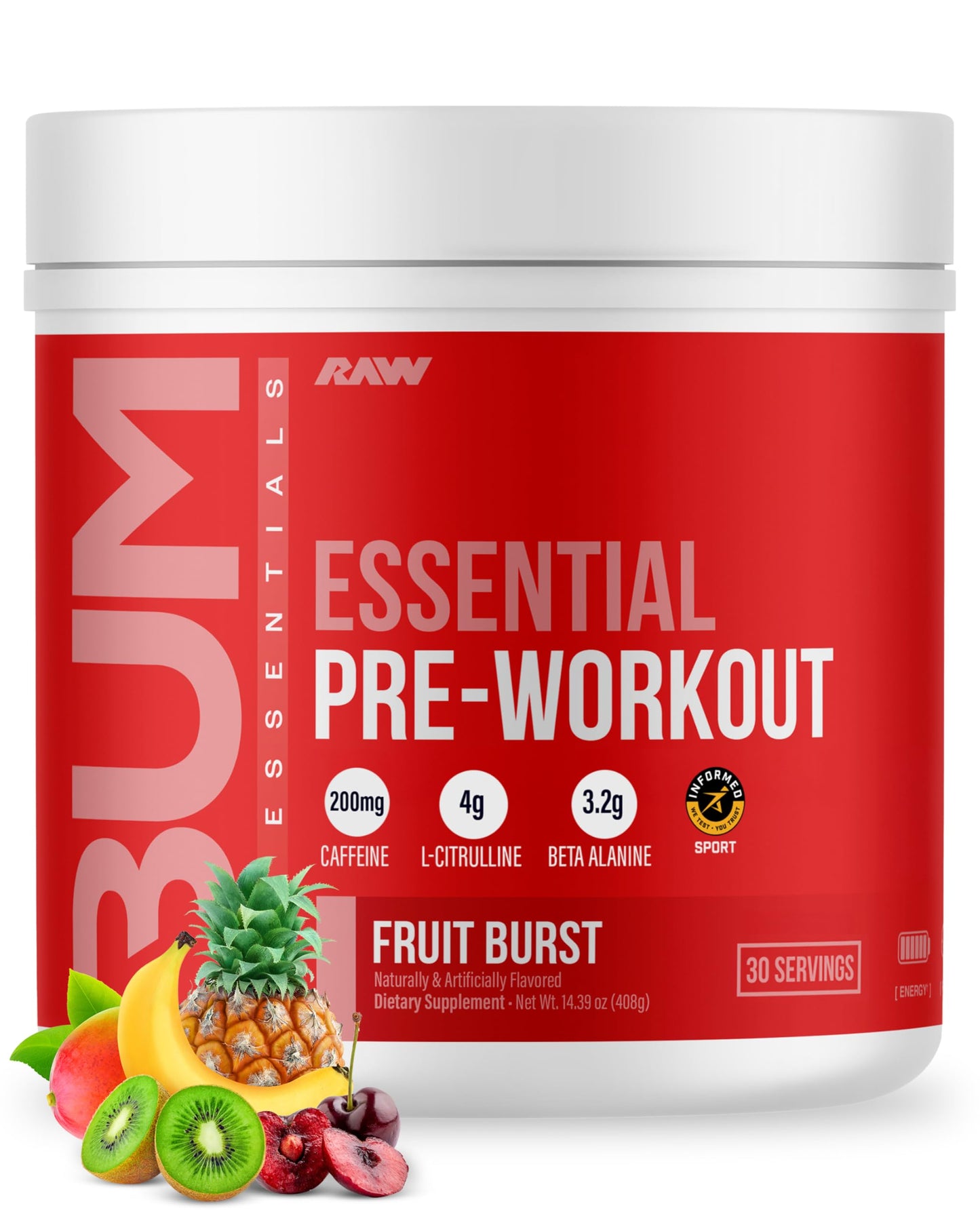RAW Nutrition - Essential Pre - Chris Bumstead Pre Workout Formula, Sports Nutrition Pre-Workout Powders | Men & Womens Drink, Energy Powder for Working Out (Blue Raspberry)