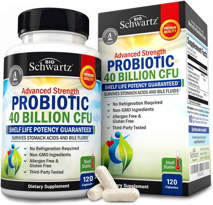 Probiotic 40 Billion CFU with Organic Prebiotics for Gut Health, 60 Count