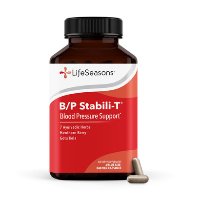 LifeSeasons B/P Stabili-T - Blood Pressure Support - Supplement for Healthy Heart & Circulation - Ashwagandha, Arjuna, Gotu Kola & Hawthorn Berry - 120 Capsules