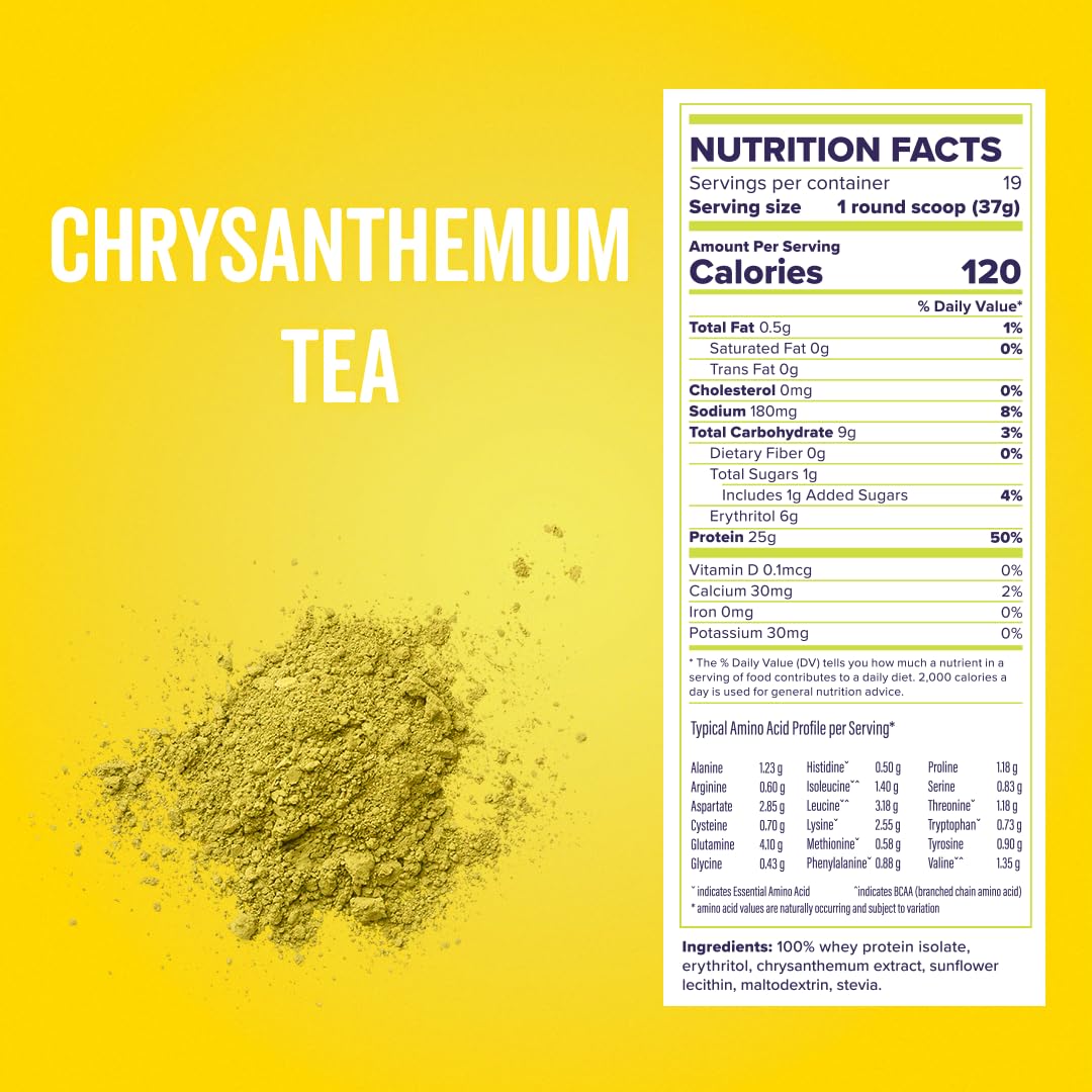 FitBites Boba Tea Protein Whey Protein Isolate (Chrysanthemum Tea), 5.9g BCAAs, Gluten