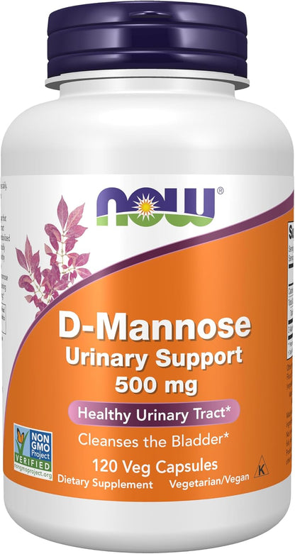 NOW Foods Supplements, D-Mannose 500 mg, Non-GMO Project Verified, Healthy Urinary Tract*, 120 Veg Capsules
