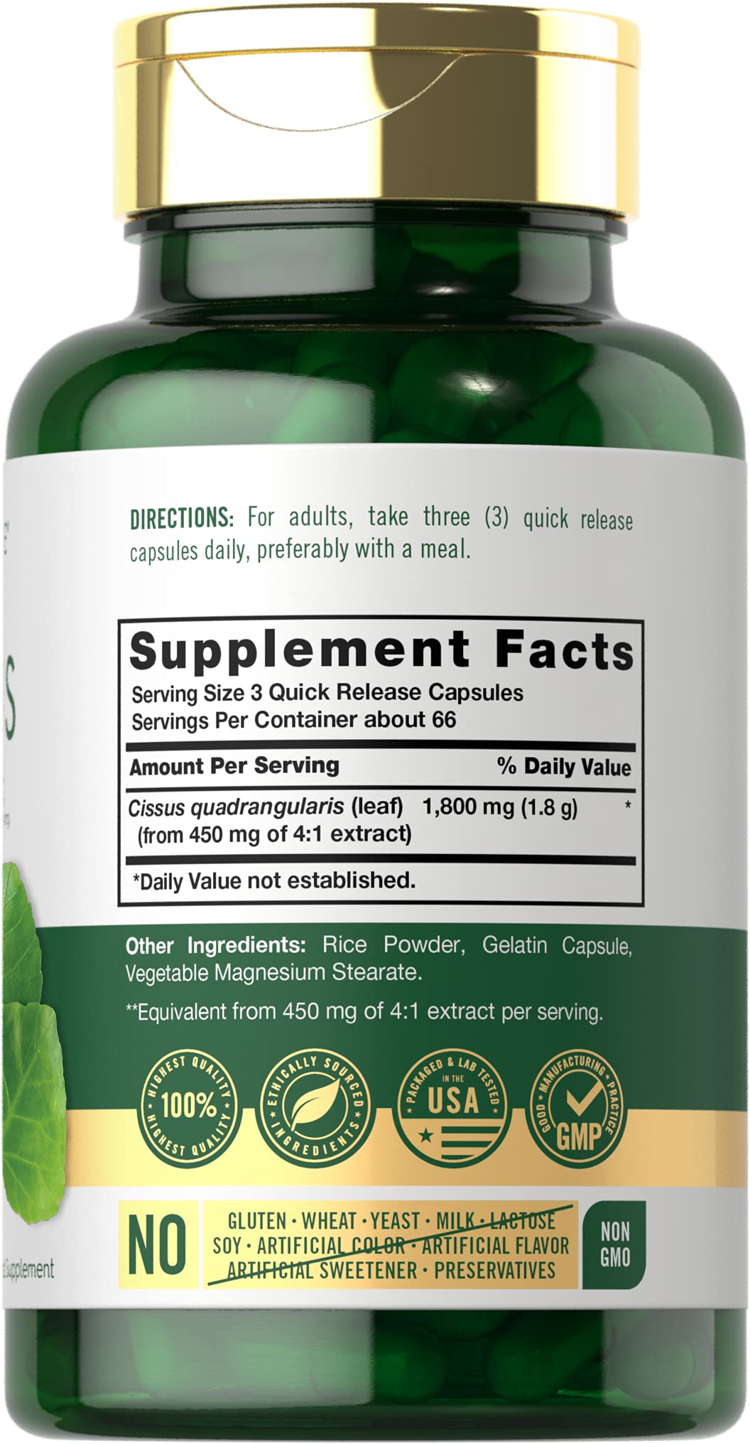 Carlyle Cissus Quadrangularis 1800mg | 200 Capsules | Traditional Herb Extract Suppleme
