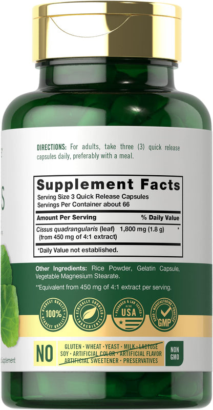Carlyle Cissus Quadrangularis 1800mg | 200 Capsules | Traditional Herb Extract Suppleme