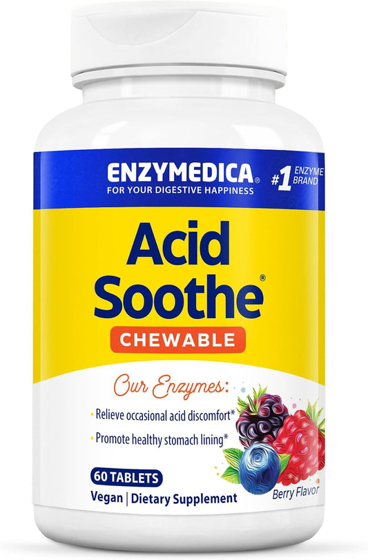 Enzymedica Acid Soothe Chewable Supplement for Women & Men - 60 Tablets