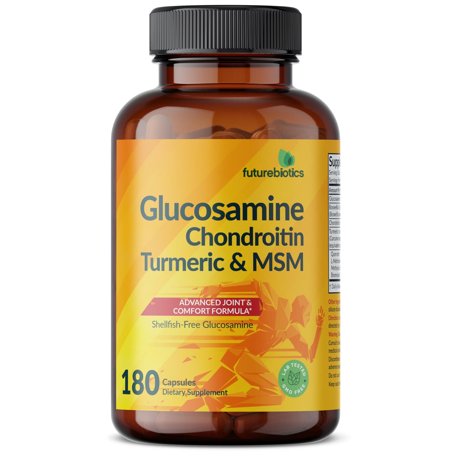 Futurebiotics Glucosamine Chondroitin Turmeric & MSM Advanced Joint Formula, Supports Healthy Joints & Mobility - Non-GMO, 90 Capsules