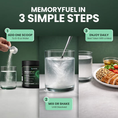 Memory Fuel Creatine Monohydrate Powder for Brain Energy & Focus | 5,000mg Micronized Creatine with L-Theanine, Choline & Magnesium, Cognitive Support for Adults, No Crash, 1 Scoop Daily